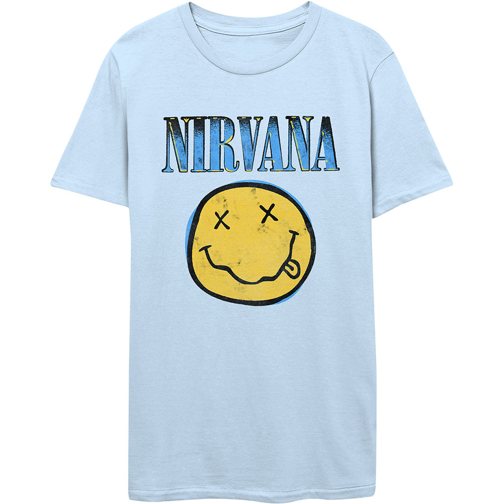 Nirvana tričko Xerox Smiley Blue Modrá L