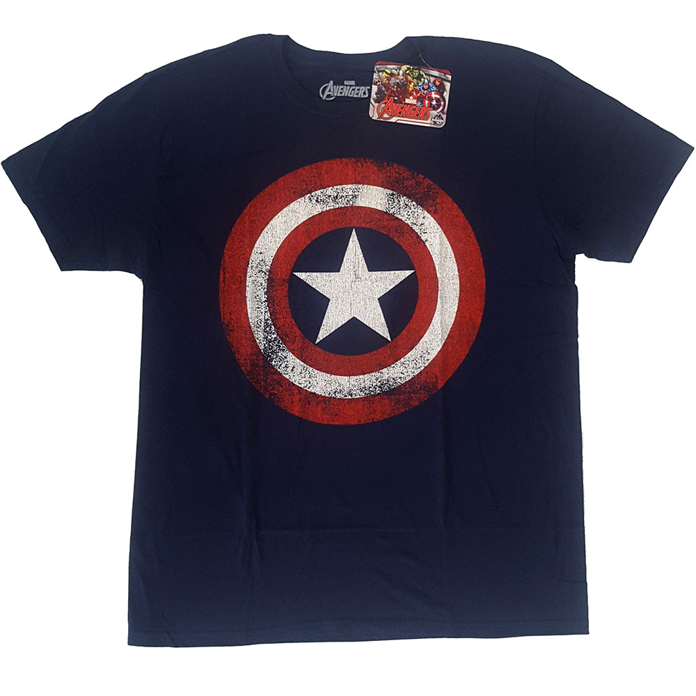 Marvel tričko Captain America Distressed Shield Modrá XXL
