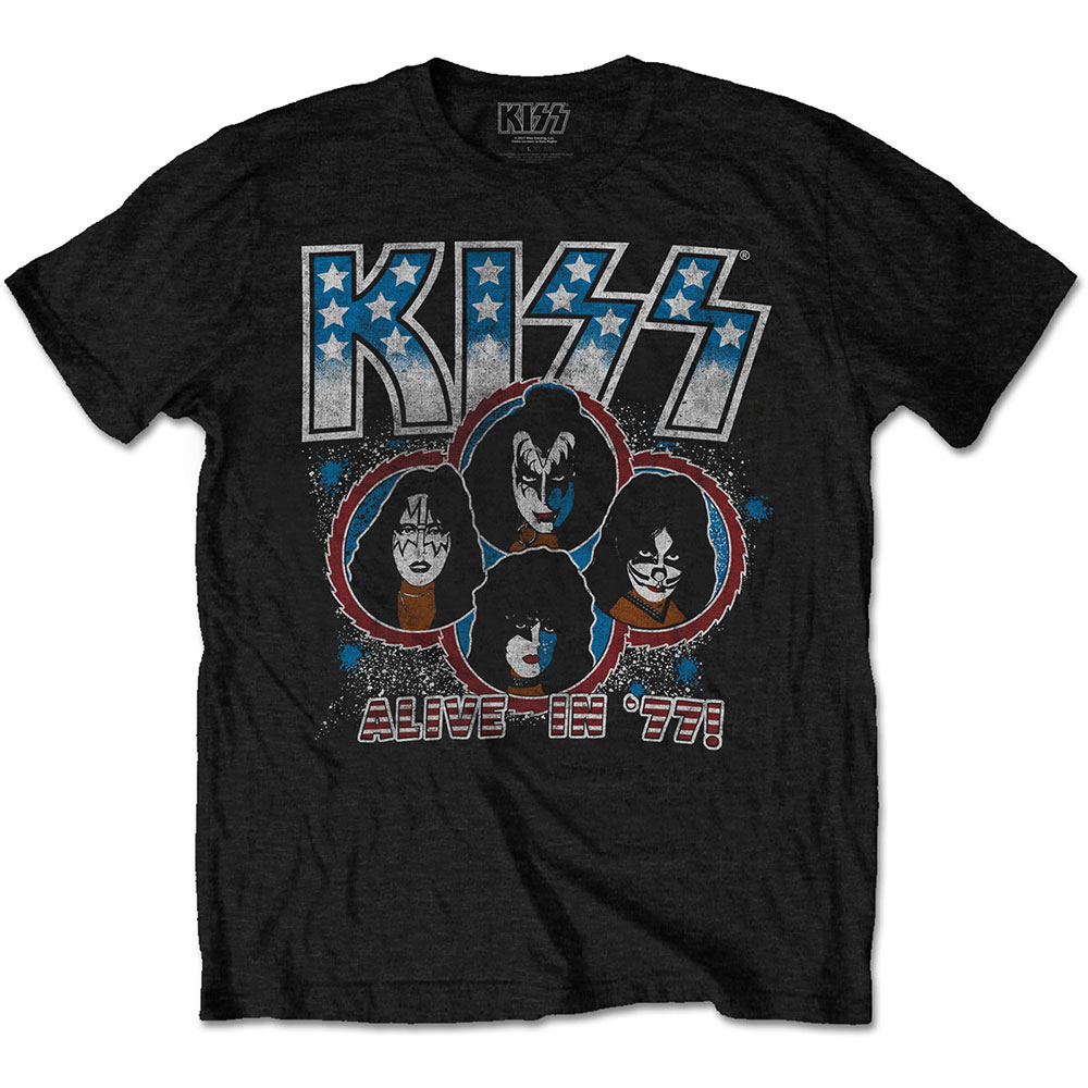 Kiss tričko Alive In \'77 Čierna L