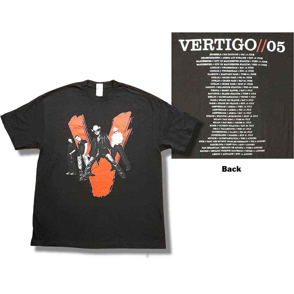 U2 tričko Vertigo Tour 2005 V Photo Čierna XL