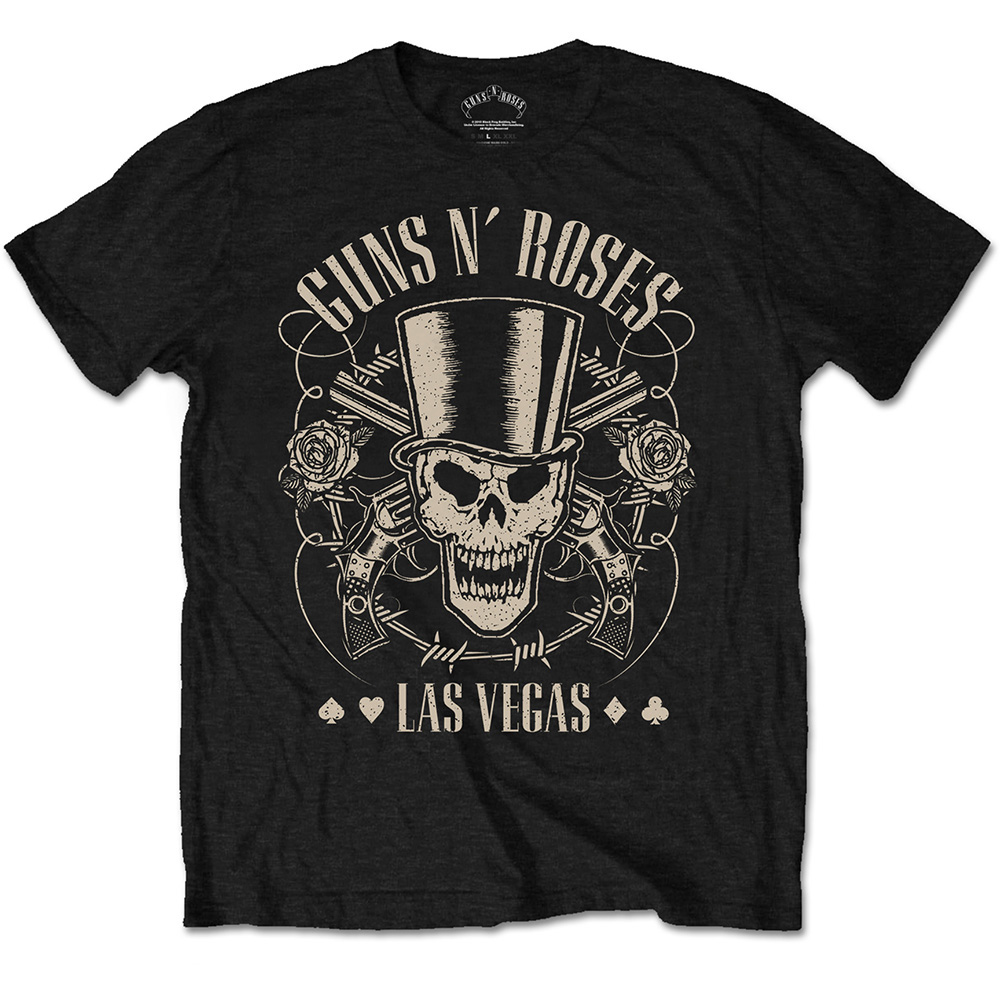 Guns N’ Roses tričko Top Hat, Skull & Pistols Las Vegas Čierna M