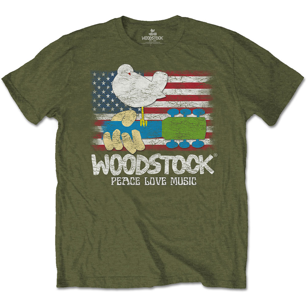 Woodstock tričko Flag Zelená S