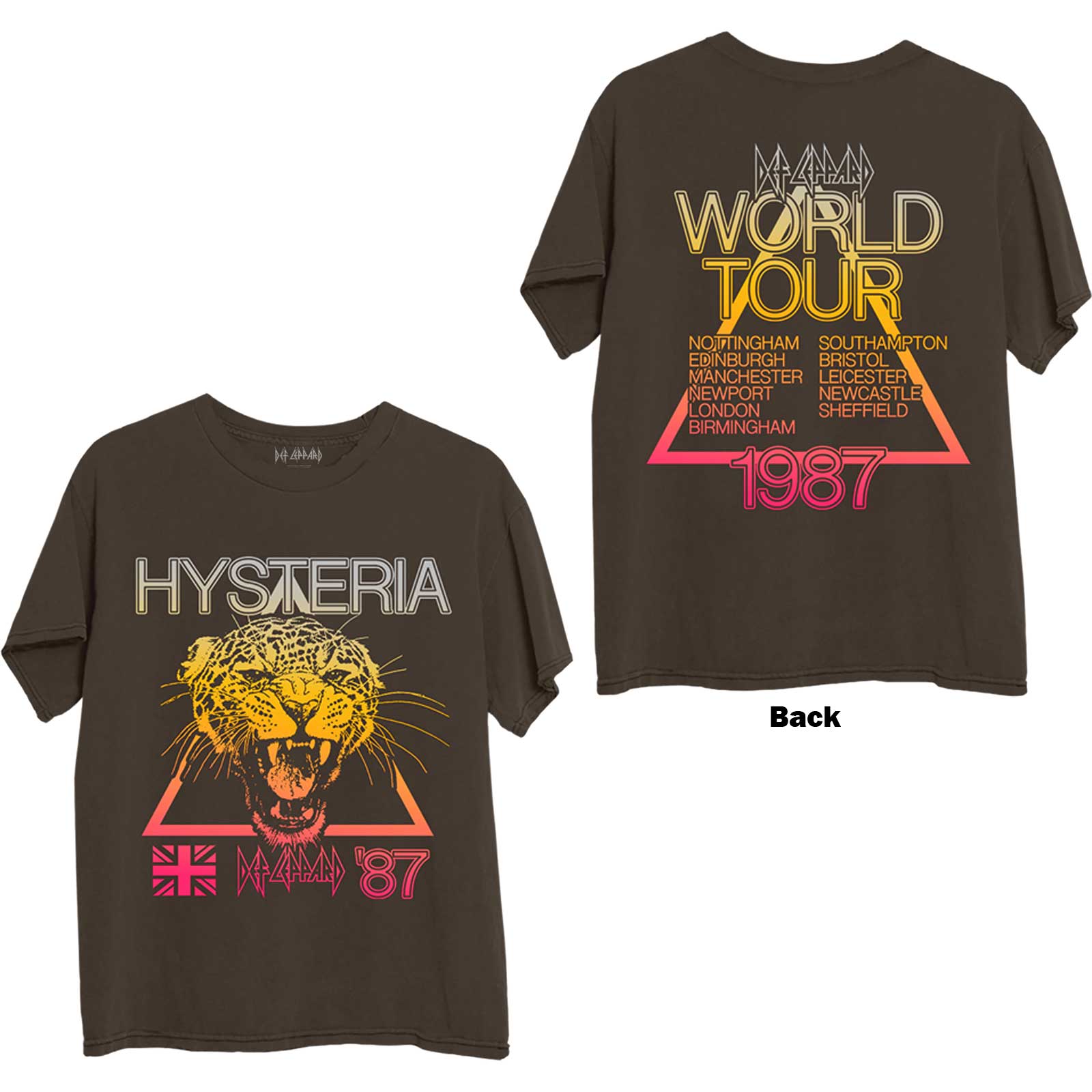 Def Leppard tričko Hysteria World Tour Hnedá L