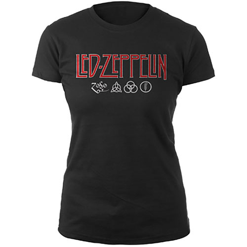 Led Zeppelin tričko Logo & Symbols Čierna XXL