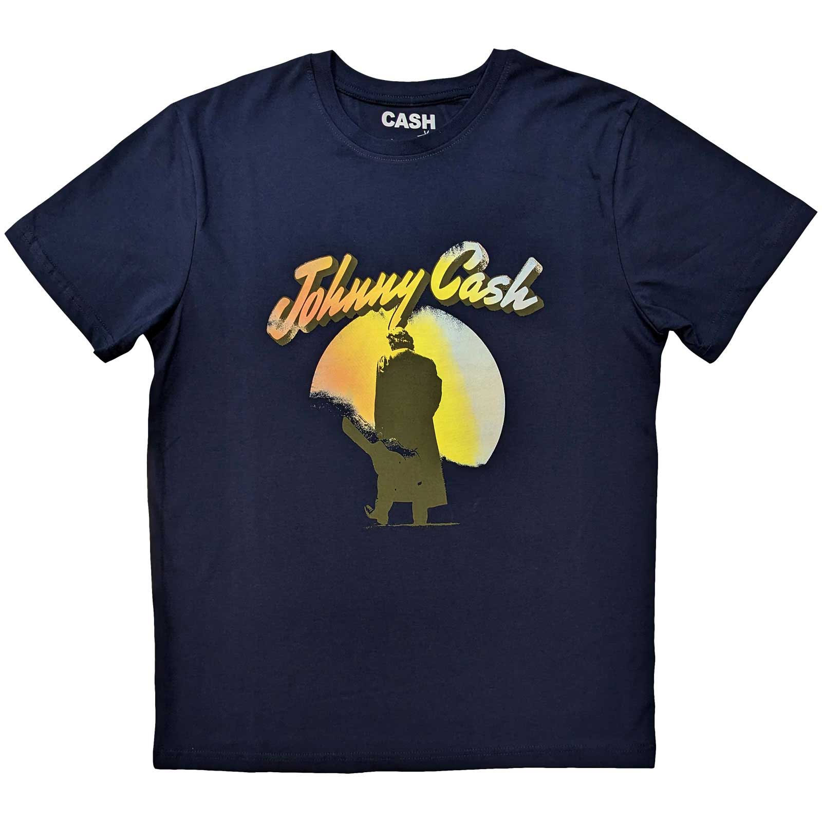 Johnny Cash tričko Walking Guitar Modrá XL