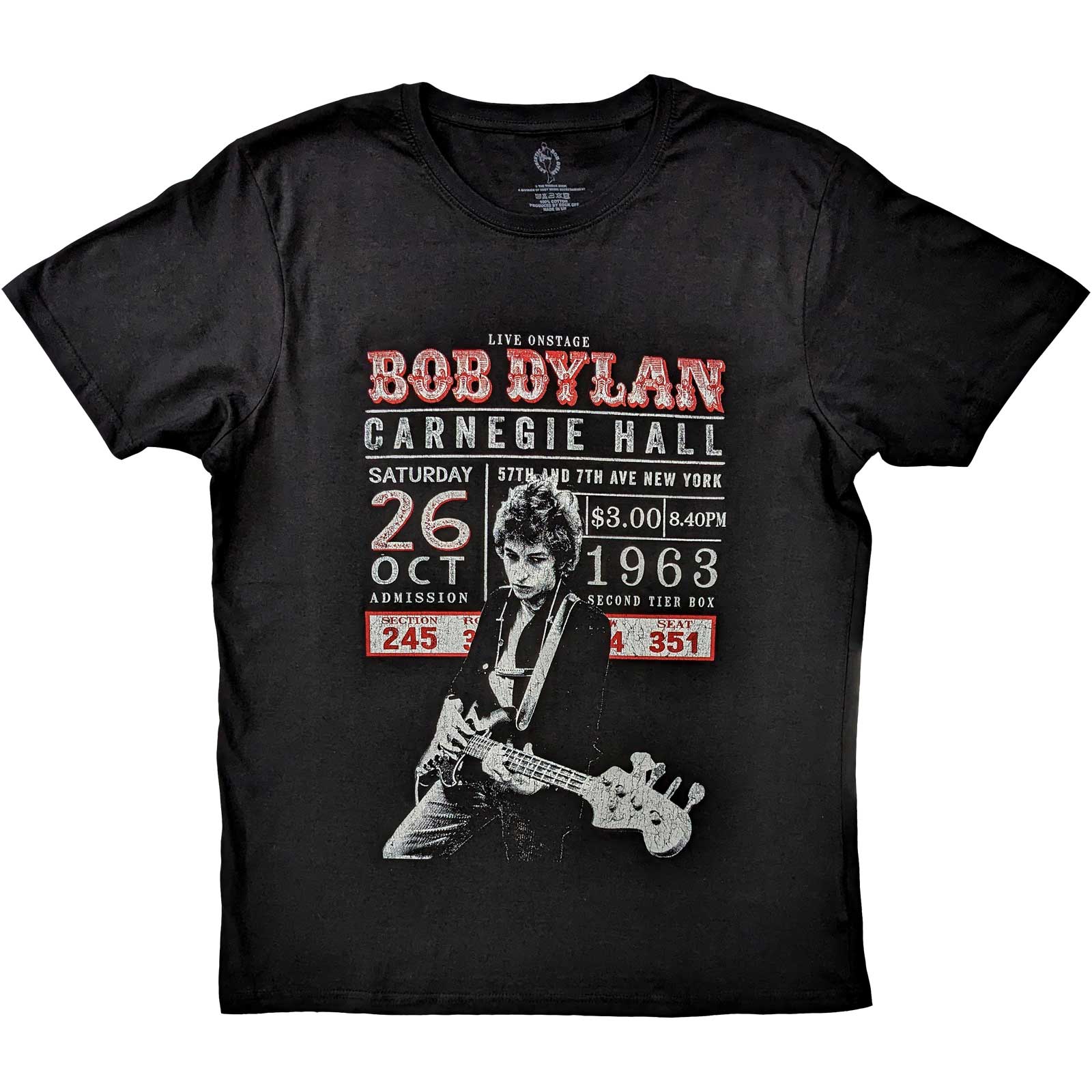 Bob Dylan tričko Carnegie Hall \'63 Čierna XL