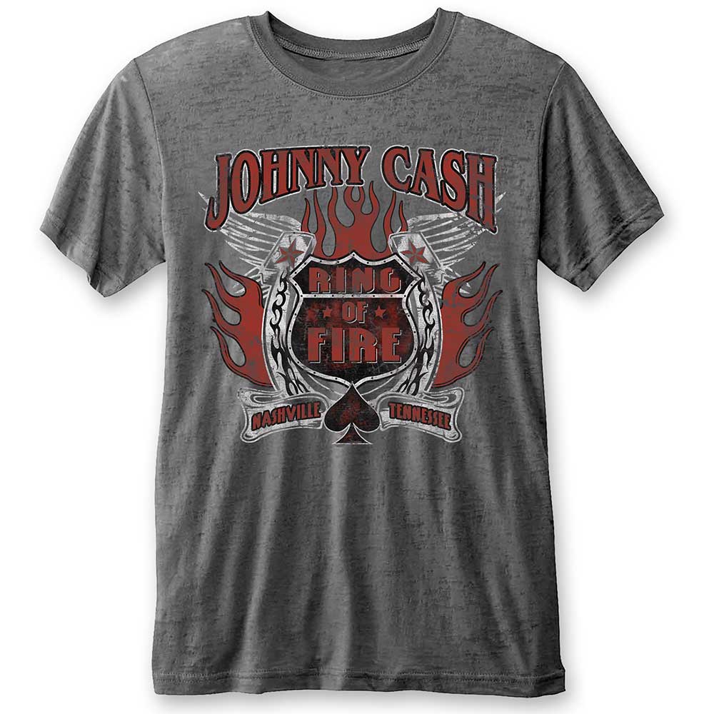Johnny Cash tričko Ring of Fire Šedá M