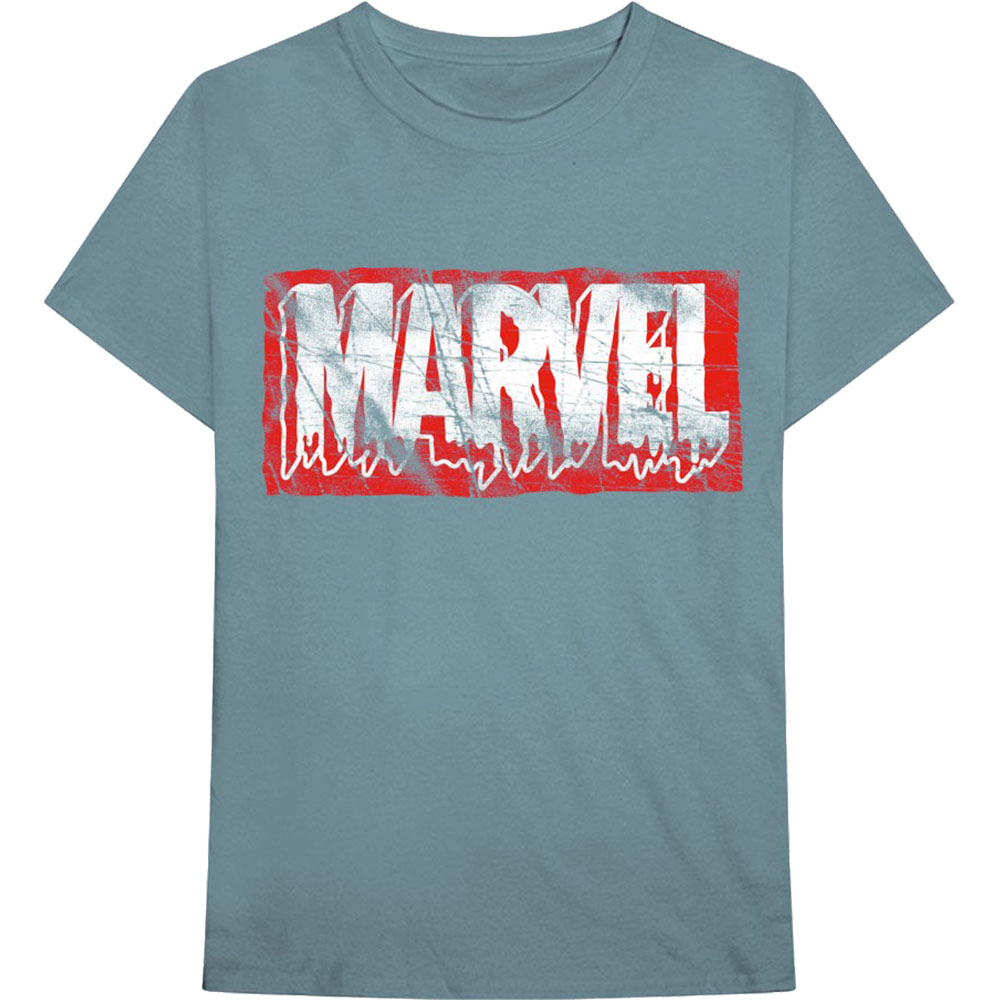 Marvel tričko Distressed Dripping Logo Modrá M