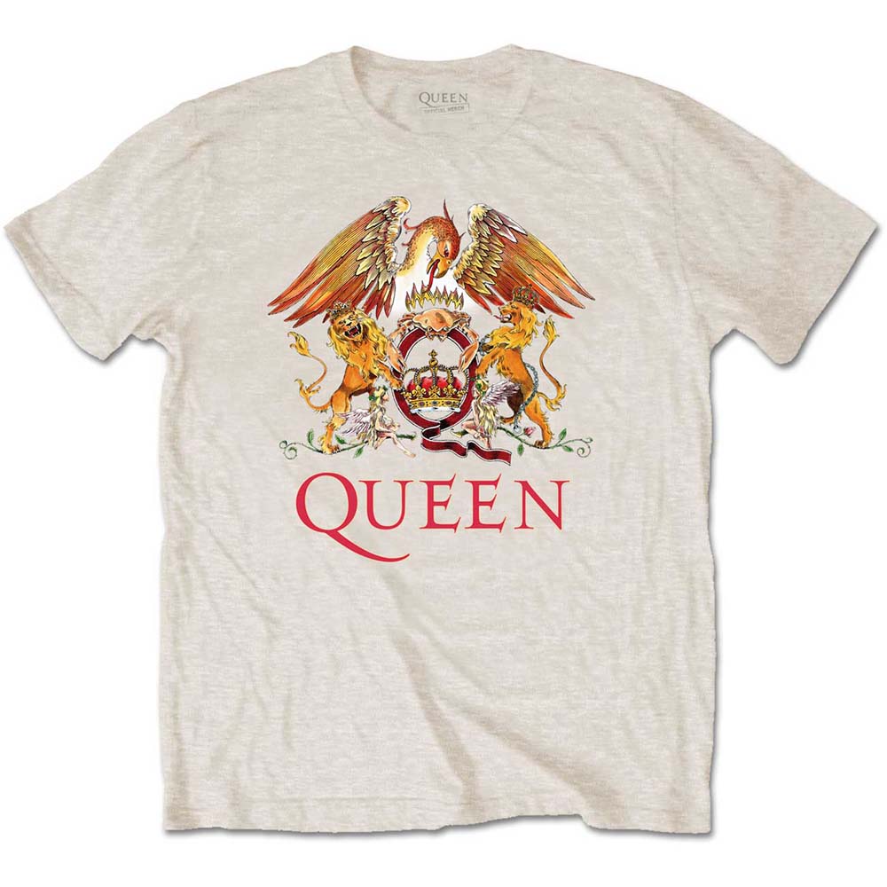 Queen tričko Classic Crest Natural S