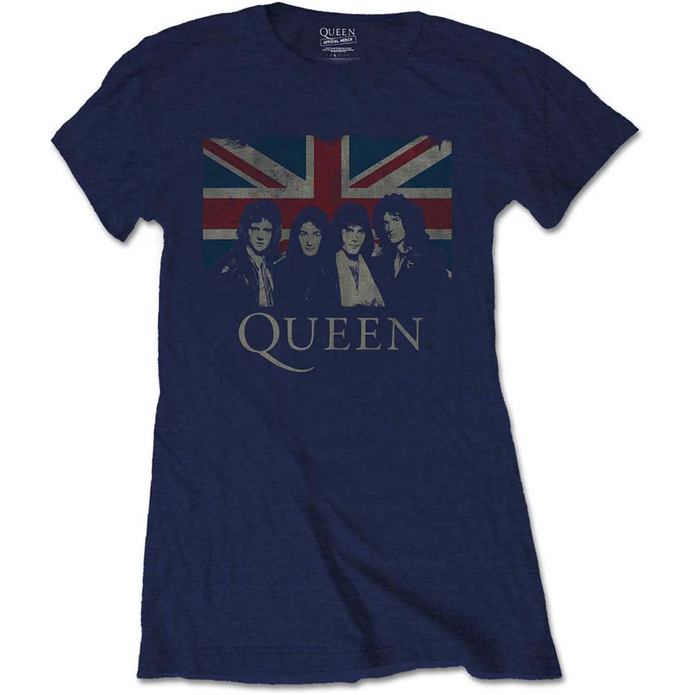 Queen tričko Vintage Union Jack Modrá XL