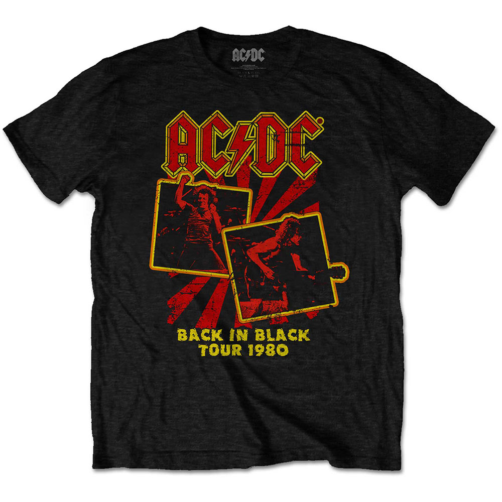 AC/DC tričko Back in Black Tour 1980 Čierna XL