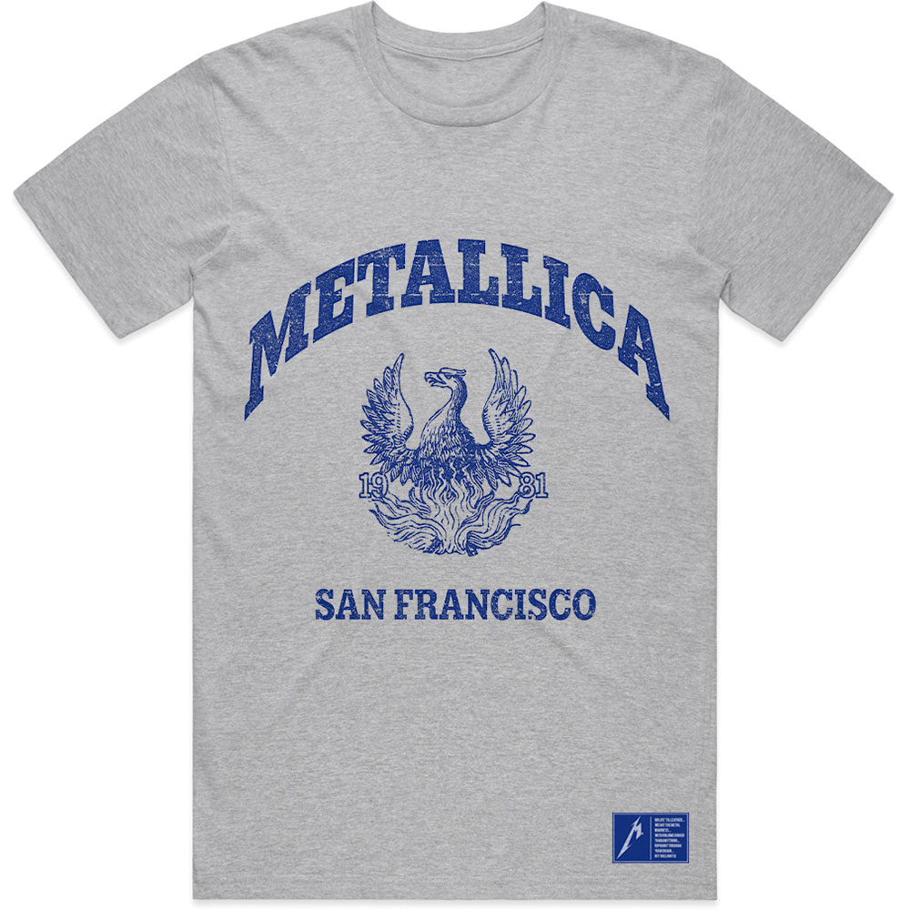 Metallica tričko College Crest Šedá M