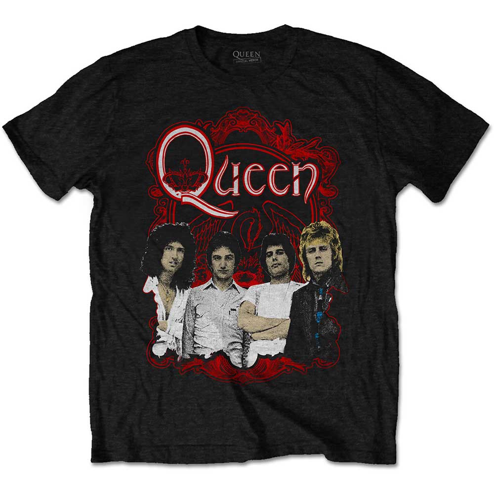 Queen tričko Ornate Crest Photo Čierna XXL