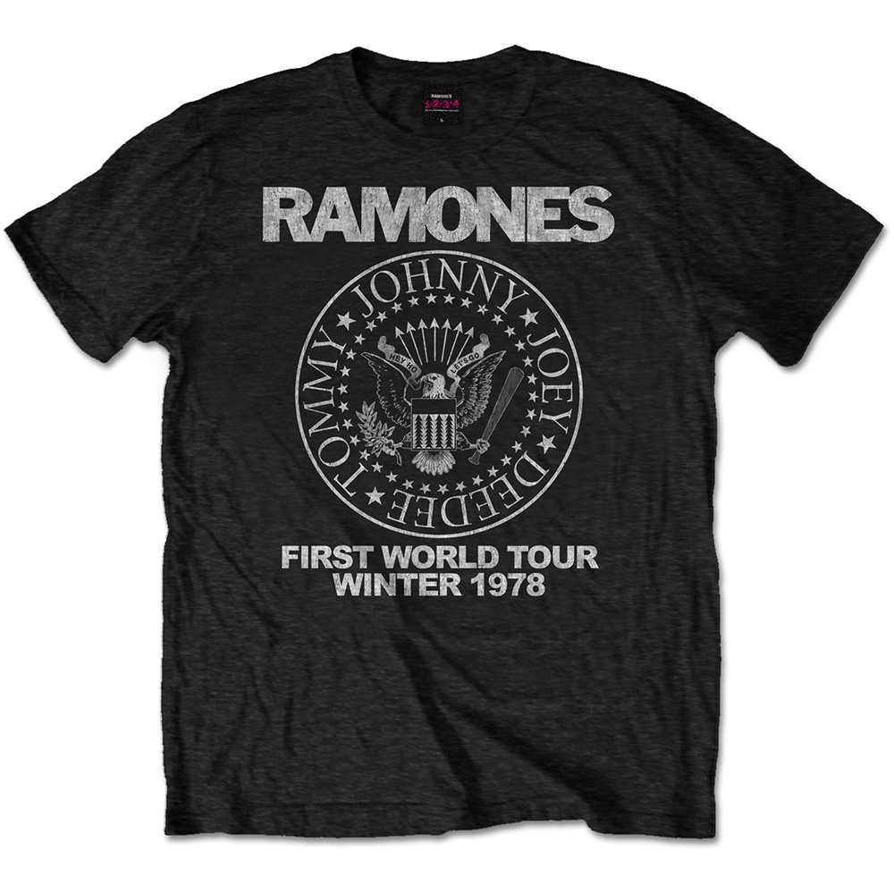 Ramones tričko First World Tour 1978 Čierna XXL