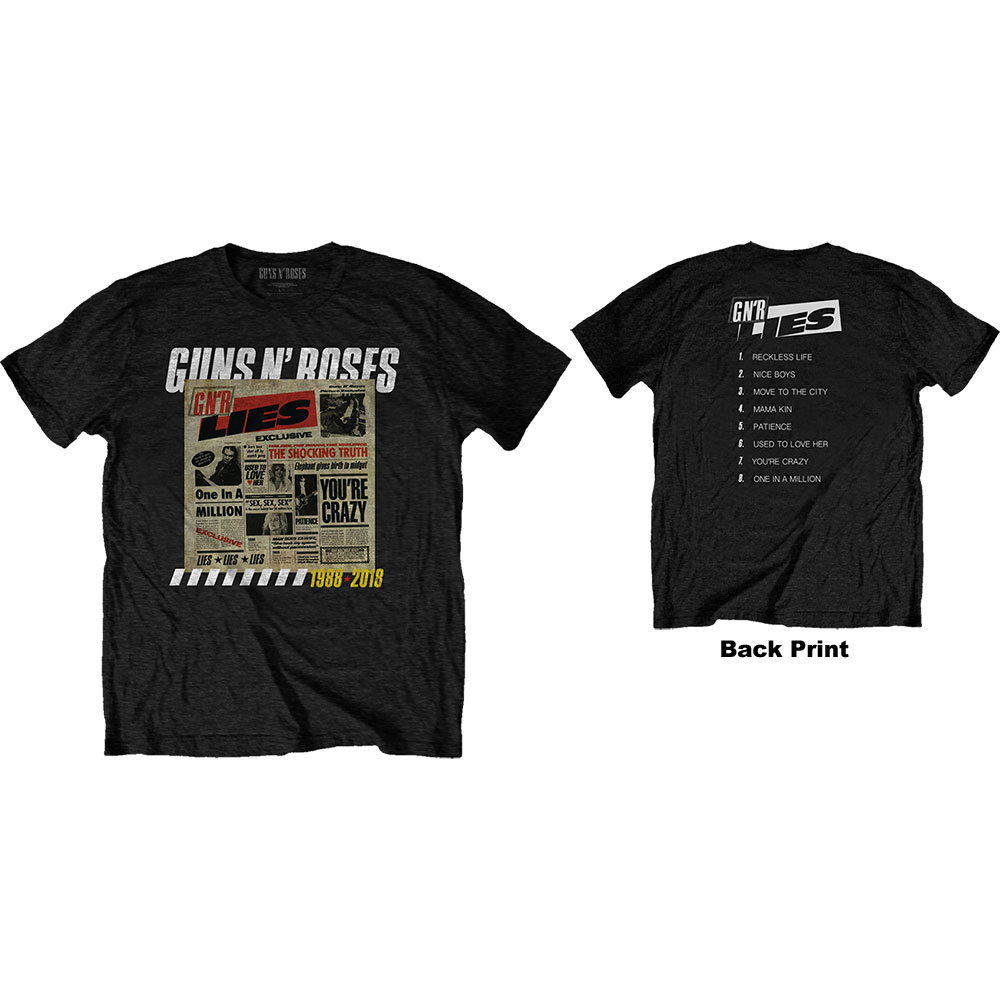 Guns N’ Roses tričko Lies Track List Čierna XXL