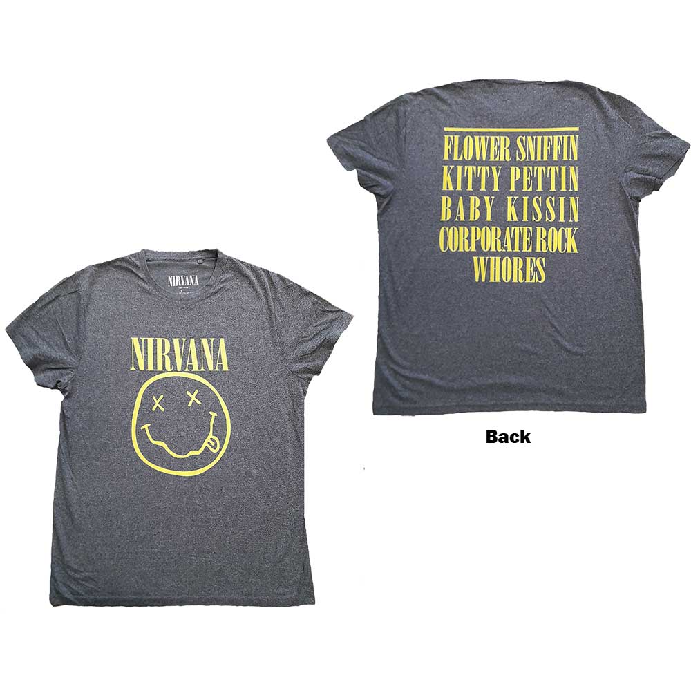 Nirvana tričko Yellow Smiley Šedá XL