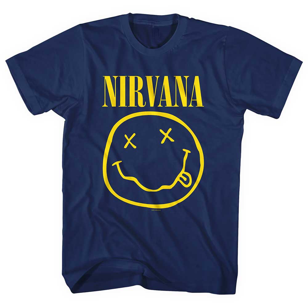 Nirvana tričko Yellow Smiley Modrá S