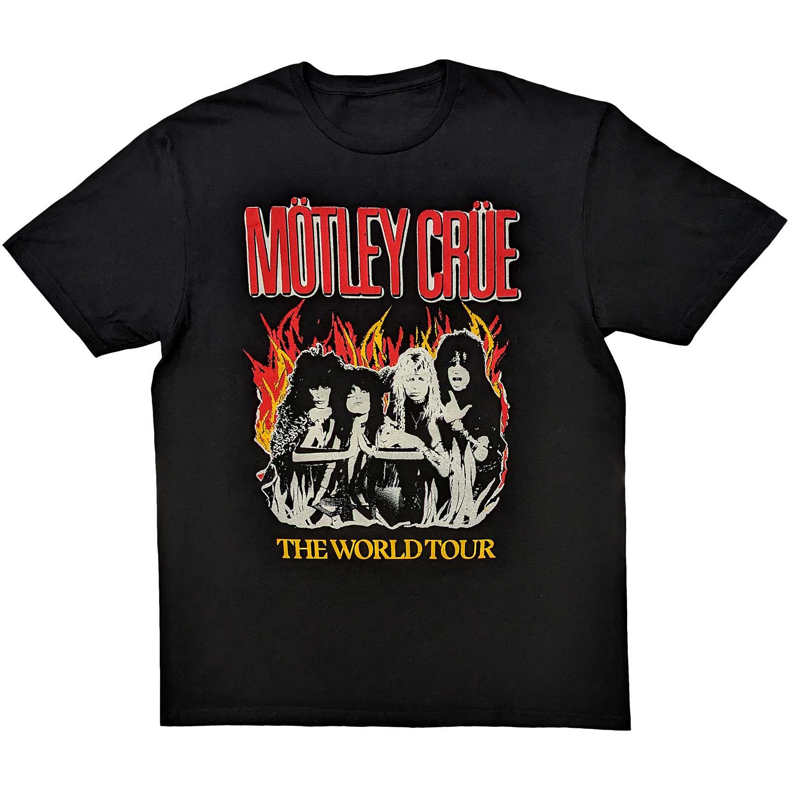 Motley Crue tričko Vintage World Tour Flames Čierna M