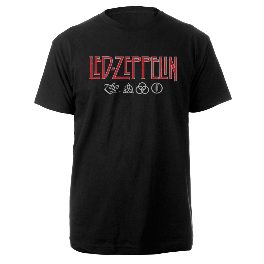 Led Zeppelin tričko Logo & Symbols Čierna L