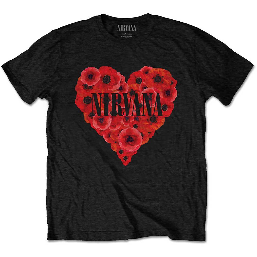 Nirvana tričko Poppy Heart Čierna S