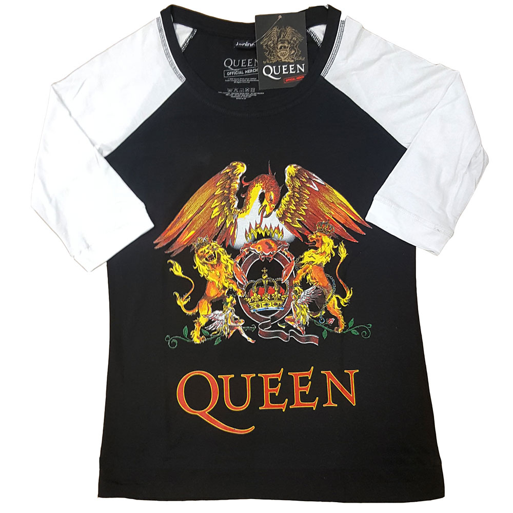 Queen tričko Classic Crest Čierna/biela XXL