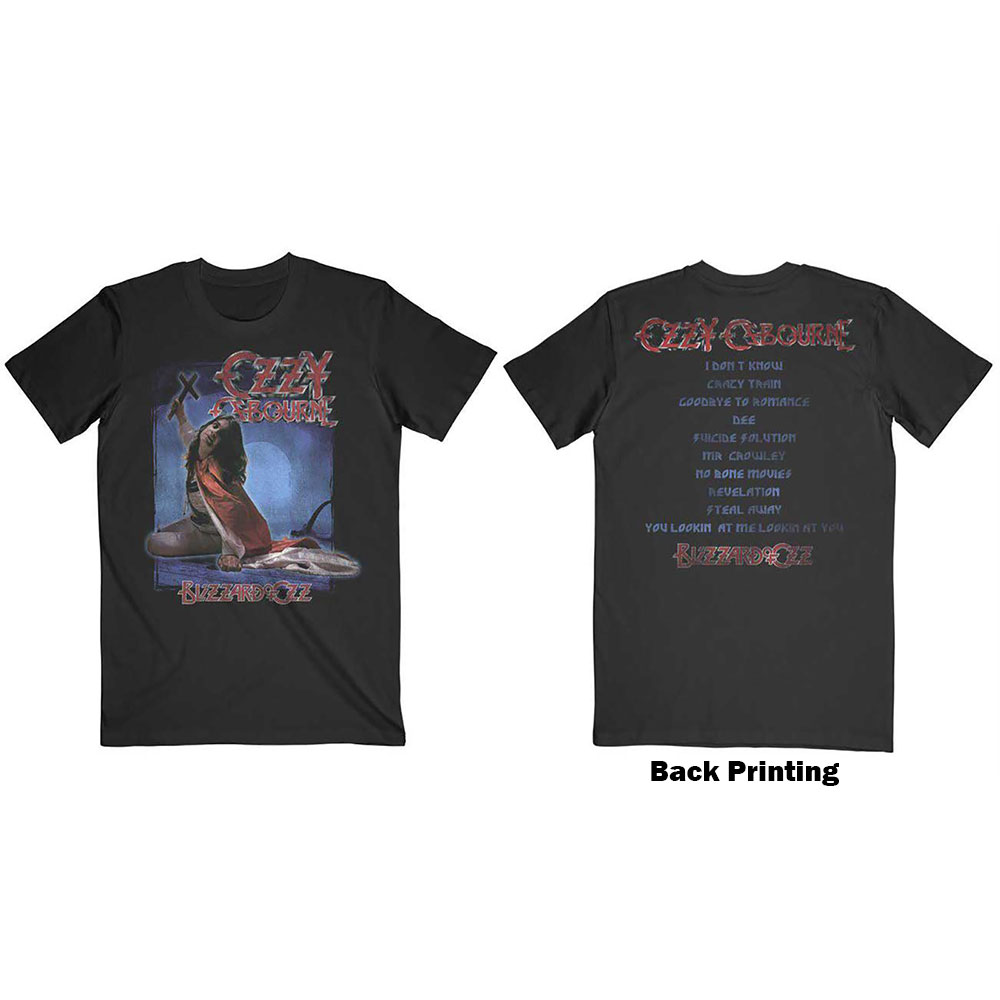 Ozzy Osbourne tričko Blizzard of Ozz Tracklist Čierna L
