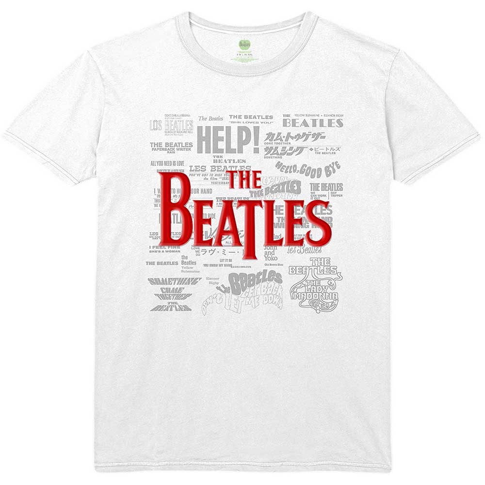 The Beatles tričko Titles & Logos Biela M