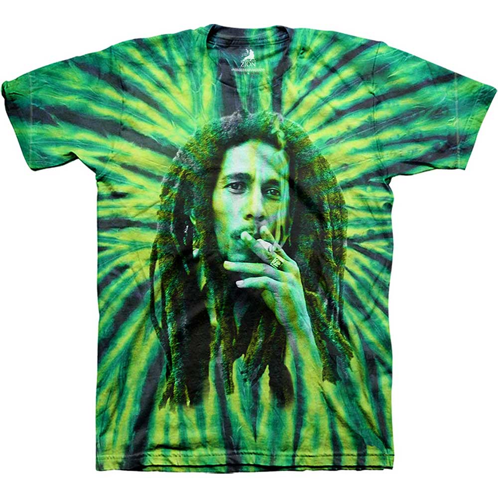Bob Marley tričko Smoke Zelená L