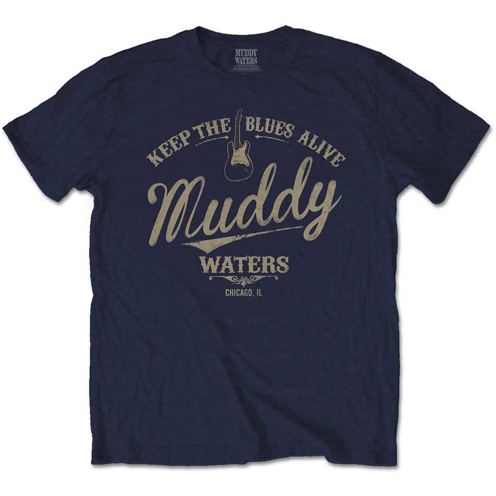 Muddy Waters tričko Keep The Blues Alive Modrá XXL