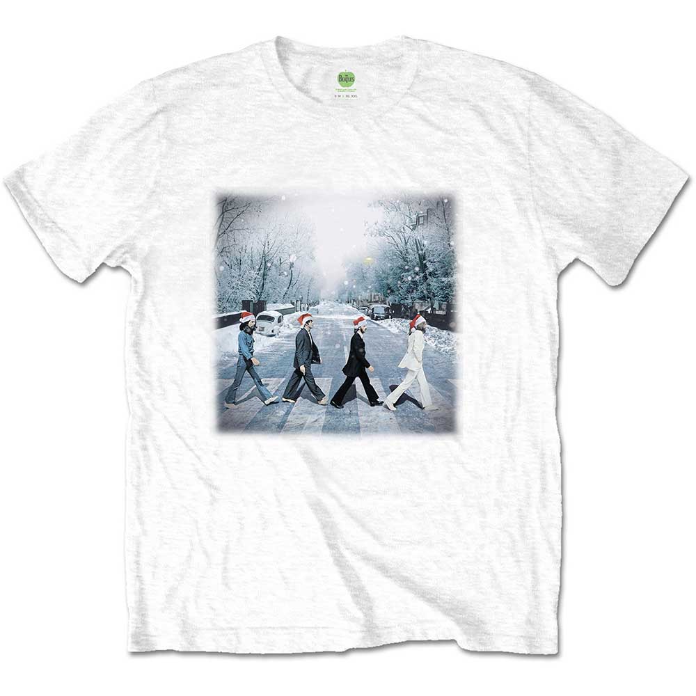 The Beatles tričko Abbey Christmas Biela L
