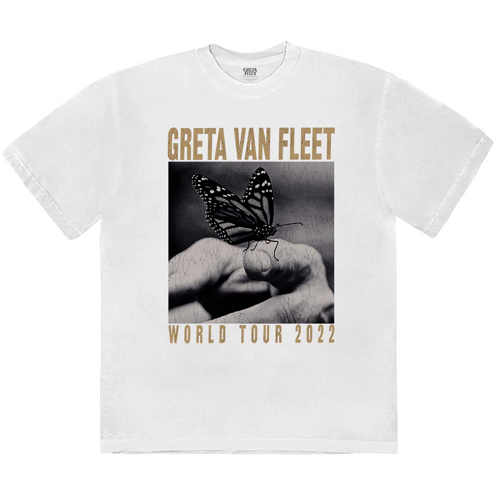 Greta Van Fleet tričko World Tour Butterfly Biela L