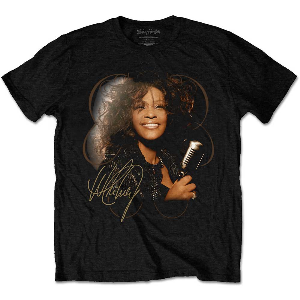 Whitney Houston tričko Vintage Mic Photo Čierna S
