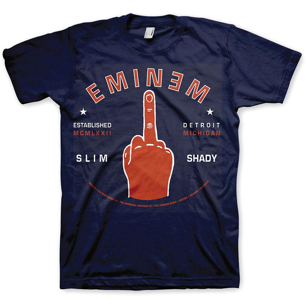 Eminem tričko Detroit Finger Modrá L