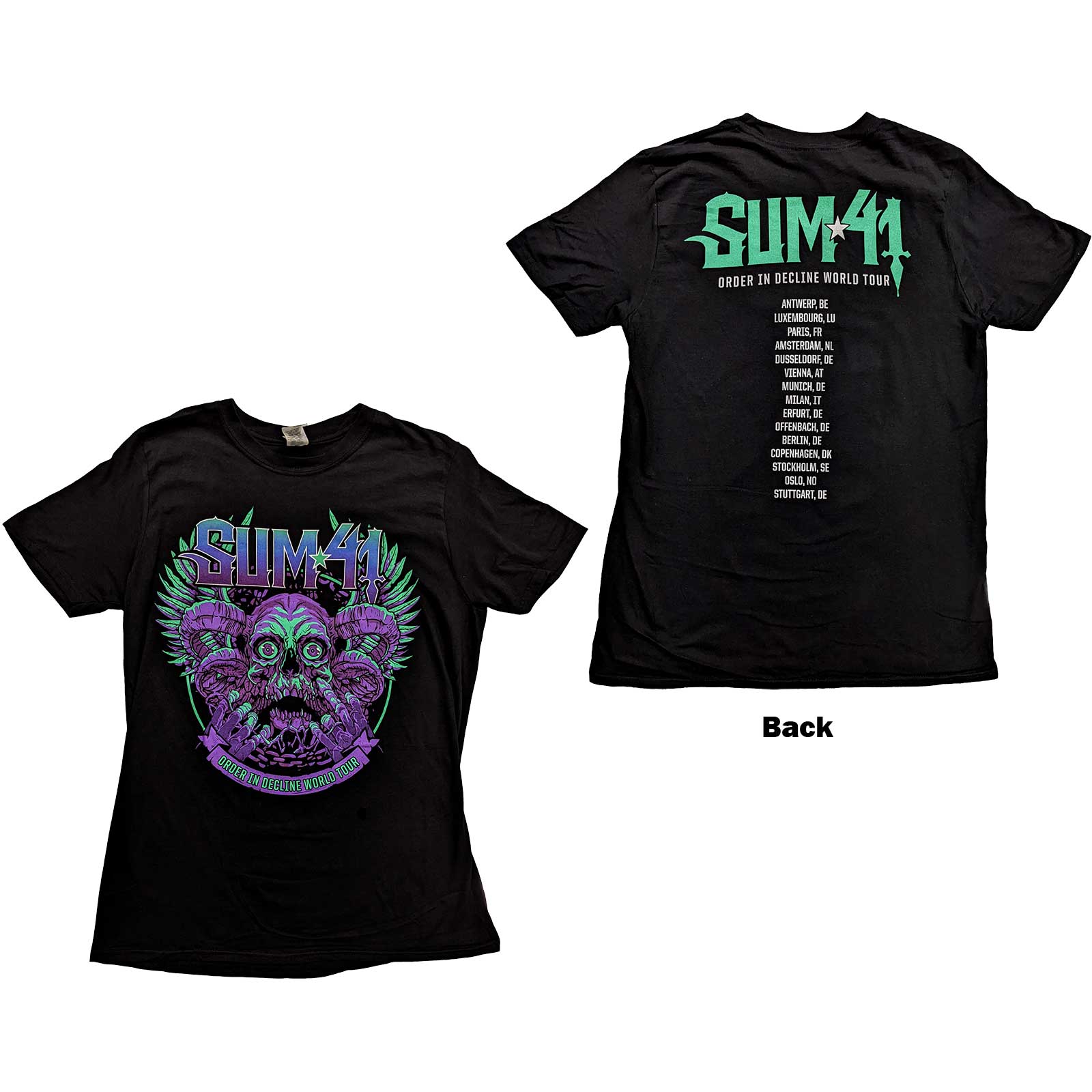 Sum 41 tričko Order In Decline Tour 2020 Purple Skull Čierna S