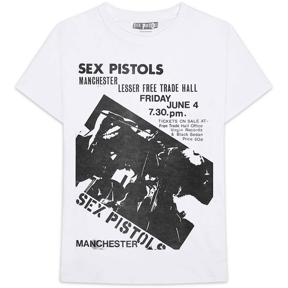 Sex Pistols tričko Manchester Flyer Biela XXL