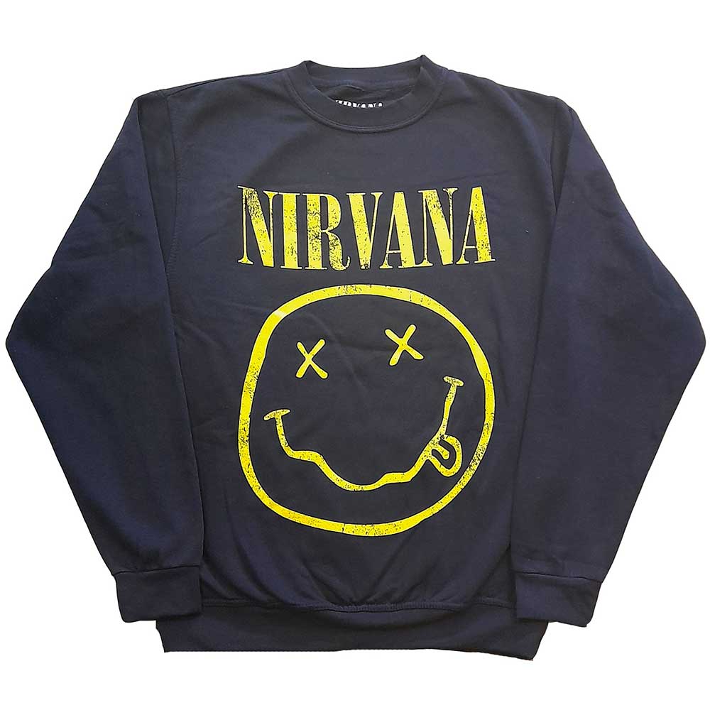 Nirvana mikina Yellow Smiley Modrá L