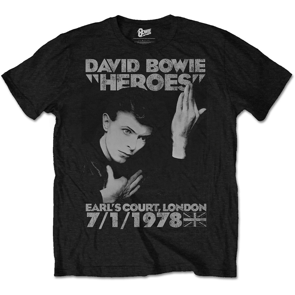 David Bowie tričko Heroes Earls Court Čierna S