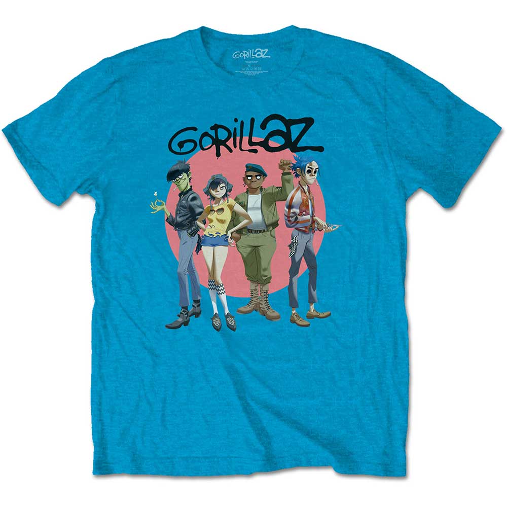 Gorillaz tričko Group Circle Rise Modrá L