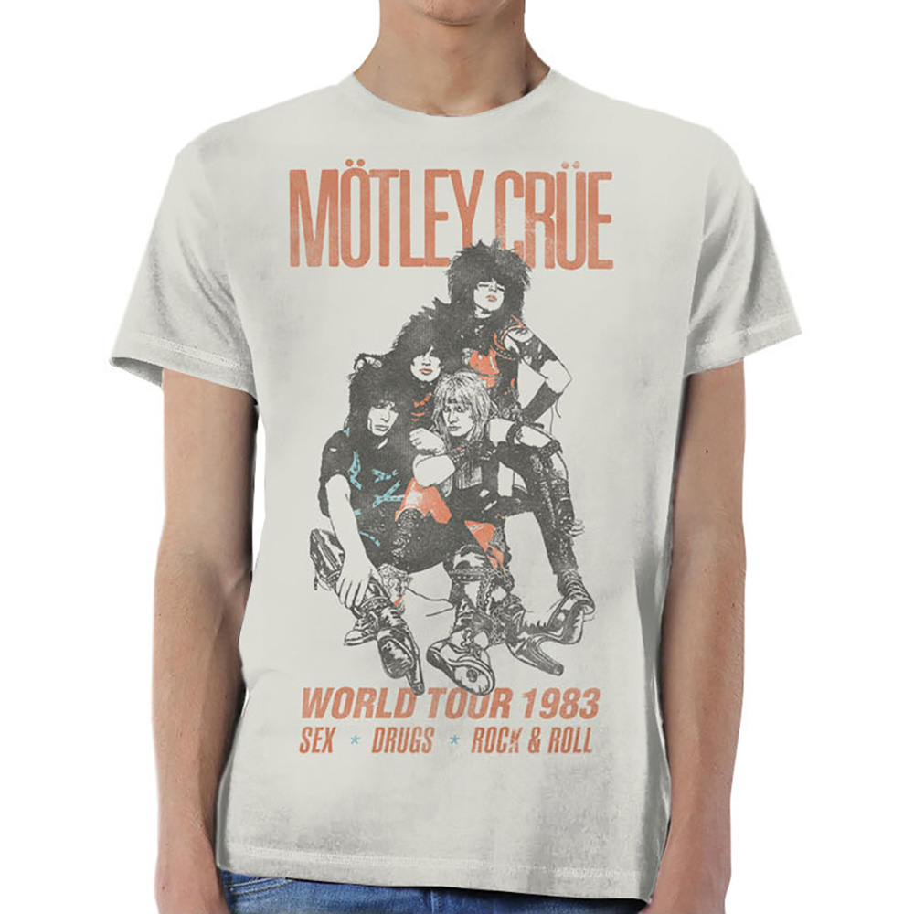 Motley Crue tričko World Tour Vintage Biela XL