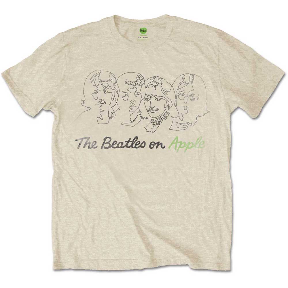 The Beatles tričko Outline Faces on Apple Natural M