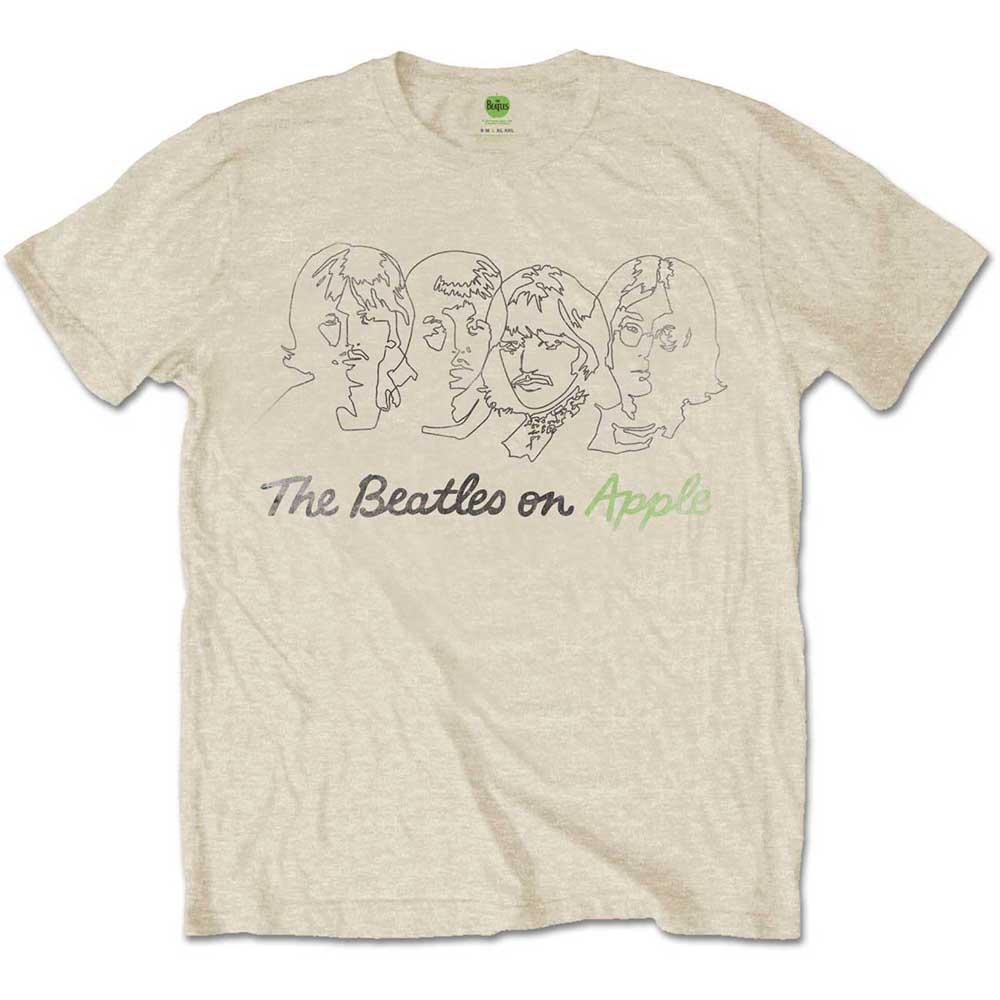 The Beatles tričko Outline Faces on Apple Natural XL