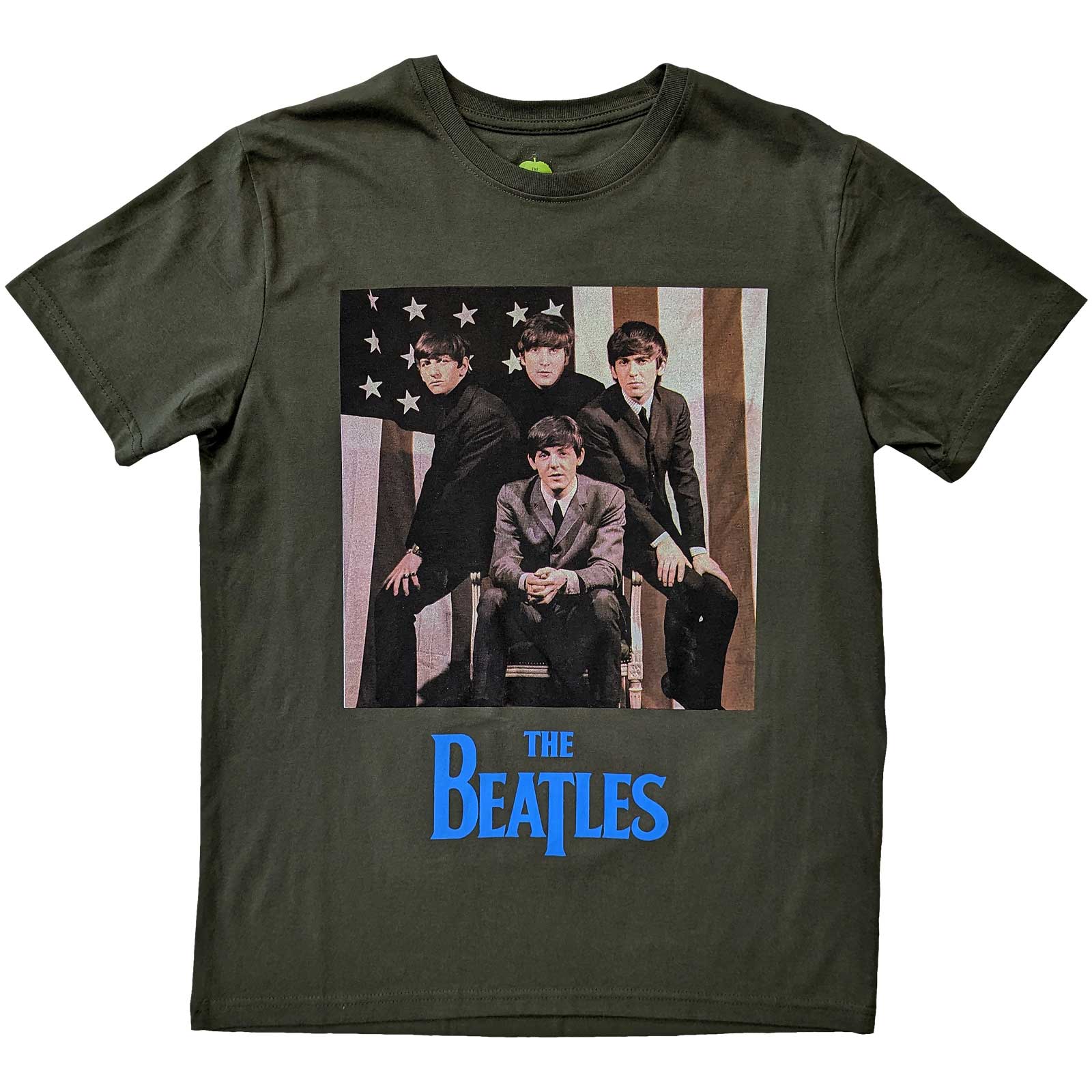 The Beatles tričko US Flag Photo Zelená S