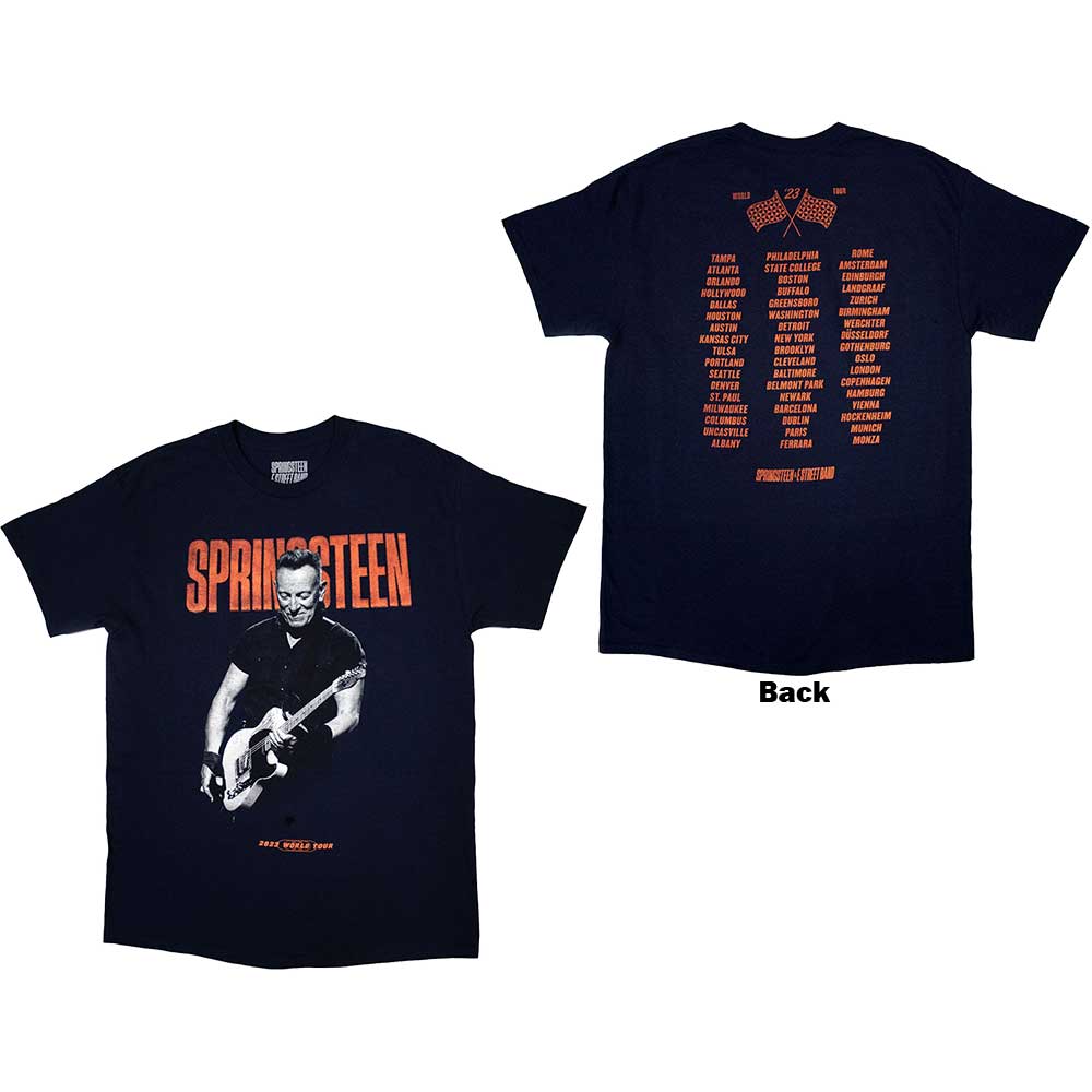 Bruce Springsteen tričko Tour \'23 Guitar Modrá XL