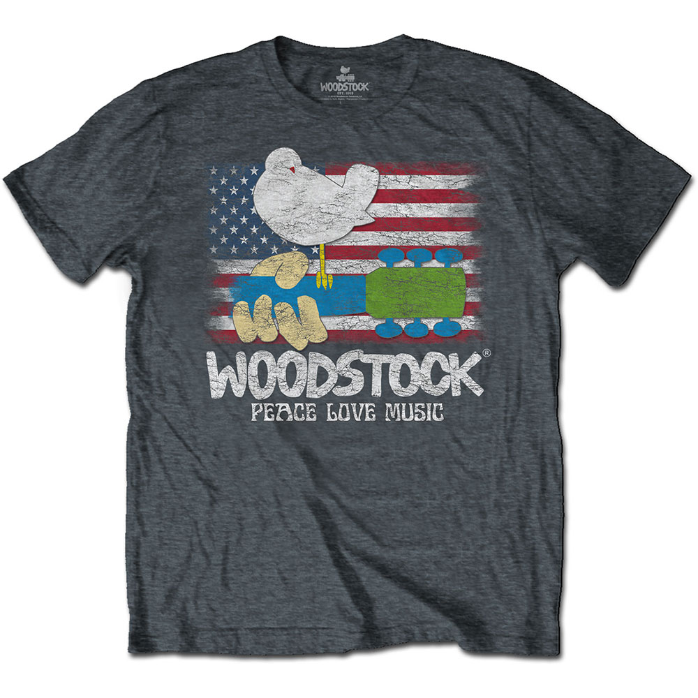 Woodstock tričko Flag Šedá S