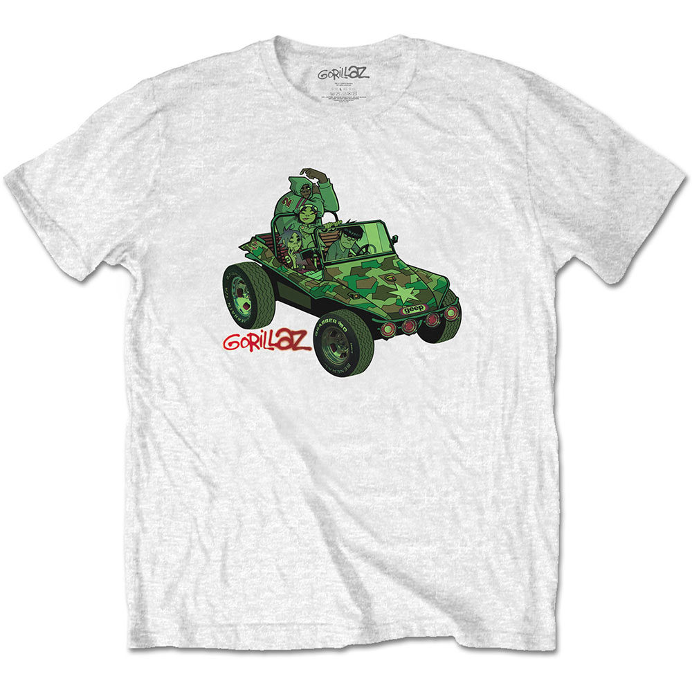Gorillaz tričko Green Jeep Biela M