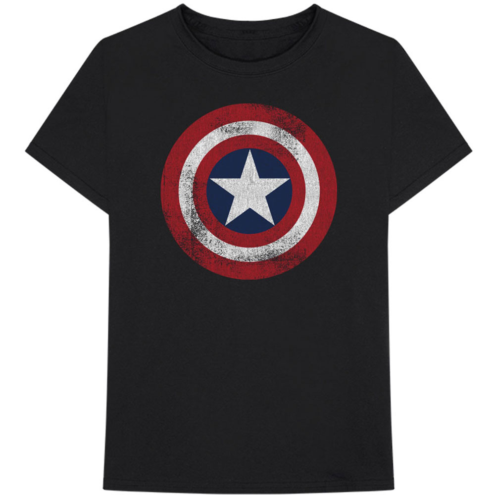 Marvel tričko Captain America Distressed Shield Čierna XXL