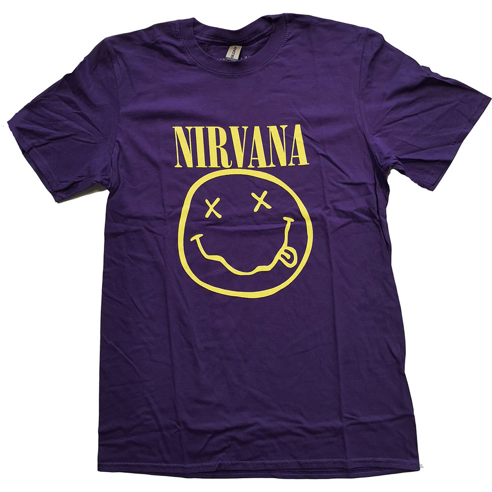 Nirvana tričko Yellow Smiley Fialová L