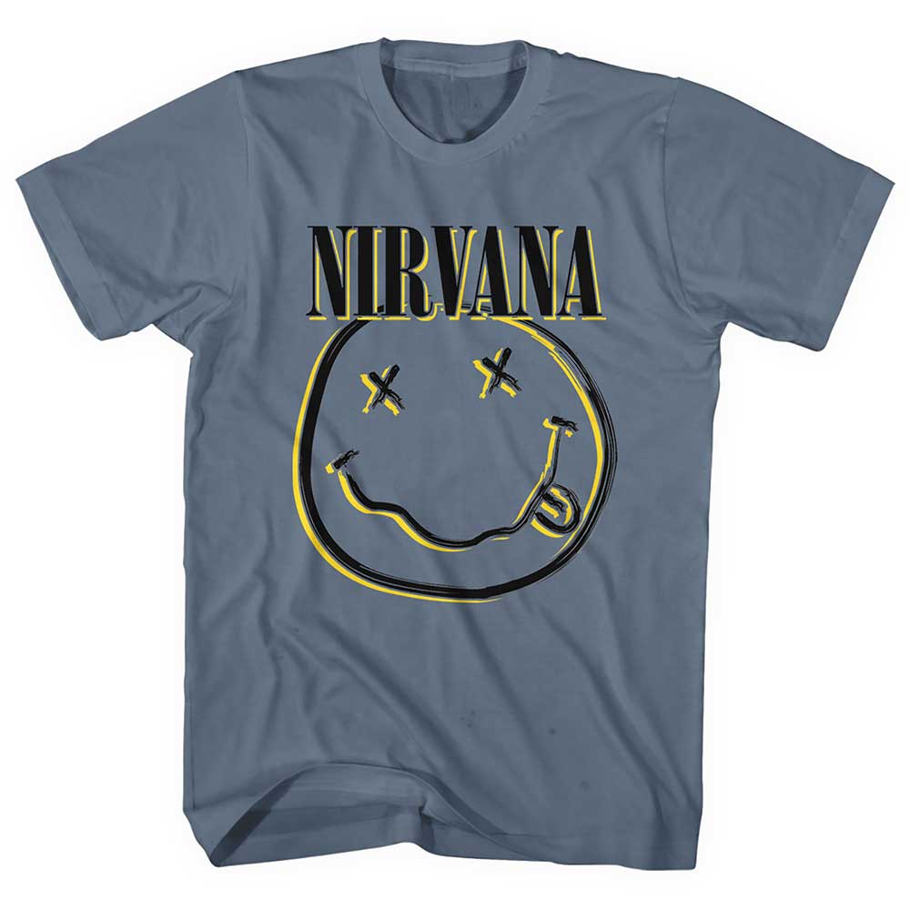 Nirvana tričko Inverse Smiley Modrá S
