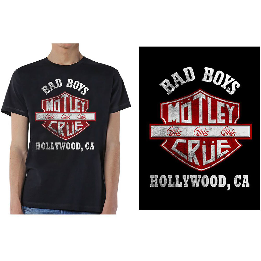 Motley Crue tričko Bad Boys Shield Čierna S