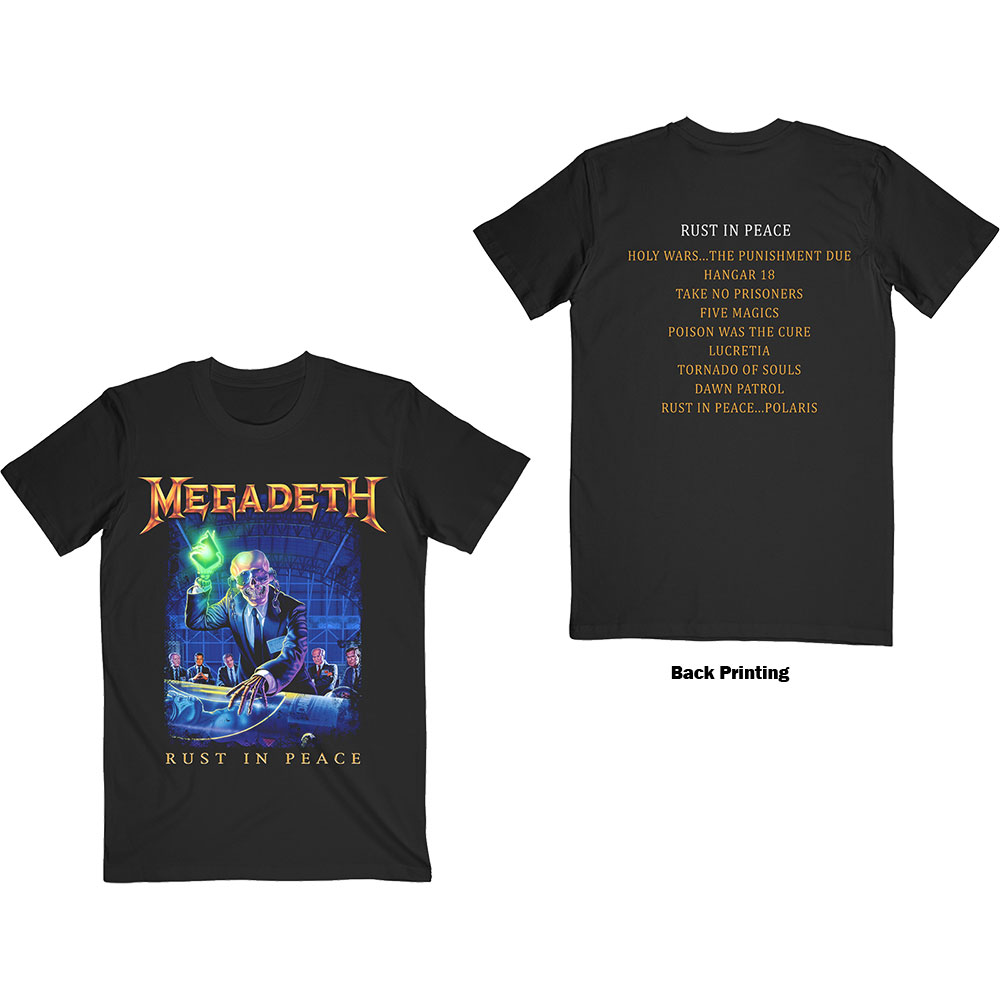 Megadeth tričko Rust In Peace Tracklist Čierna L